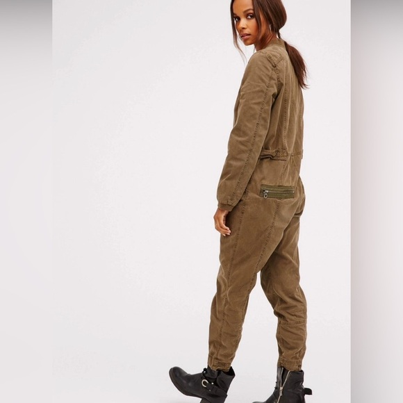 FREE PEOPLE FLEETWOOD FLIGHT SUIT ONE PIECE UTILITY JUMPSUIT SIZE 4 - Picture 2 of 11